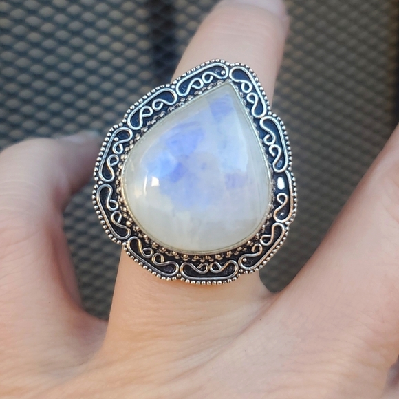 New Rainbow Moonstone 925 Silver Ring. - Picture 2 of 13